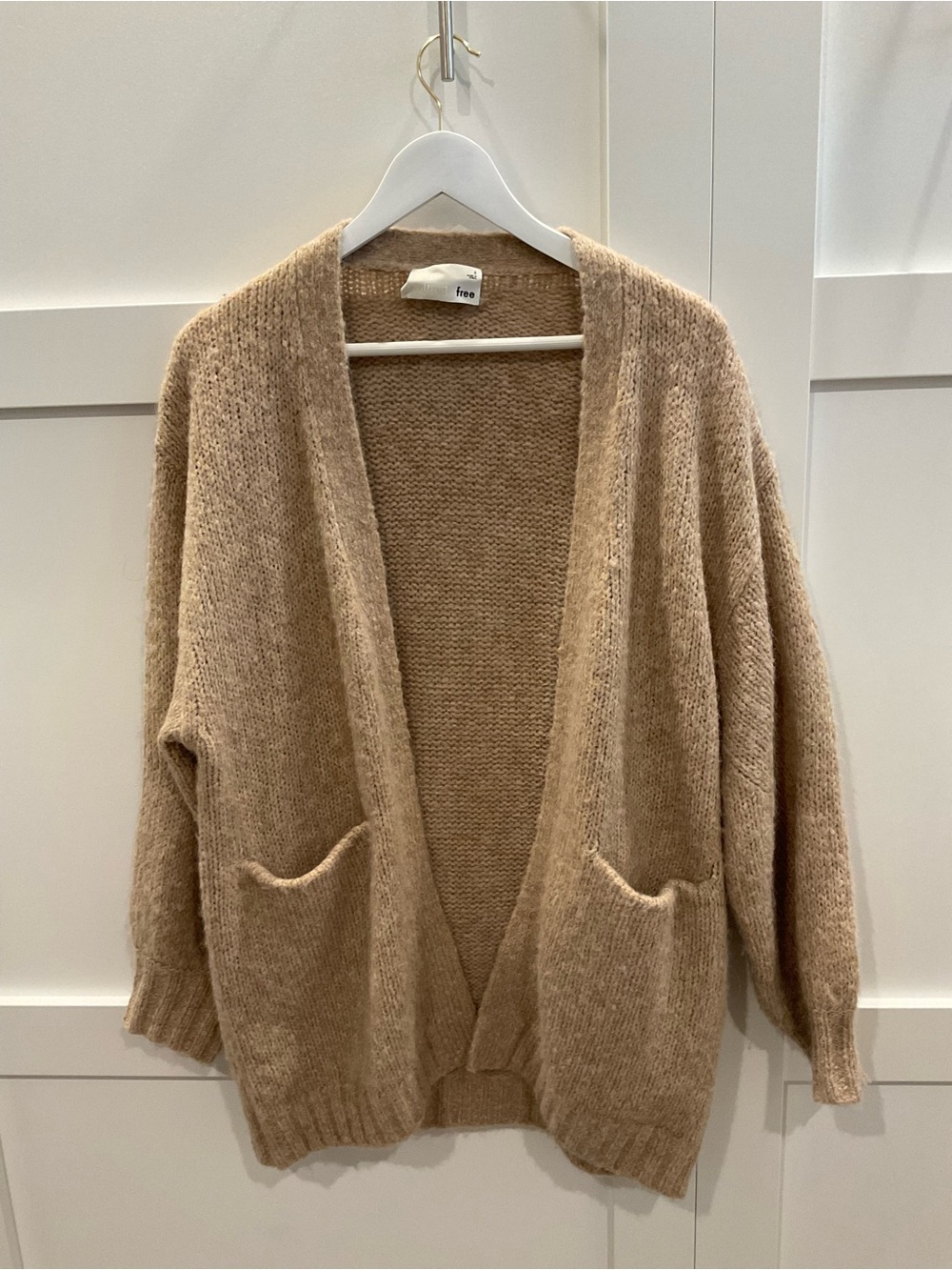 Aritzia Cozy Open-Front Cardigan — Camel